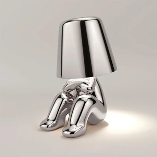 Golden LED resin lamp — designer warm ambient