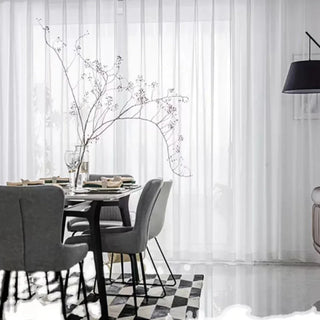 light white sheer curtain tulle panels voile fabric drapes top view