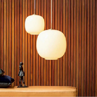 White Glass Pendant Light – Minimalist Kitchen Pendant Lamp with LED Lighting