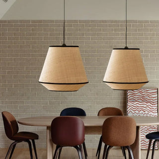 Beige Pendant Light – Natural Pendant Light With Woven Fabric Lamp & Adjustable Cord