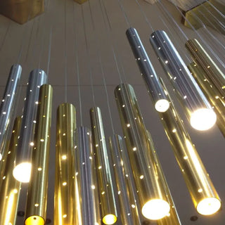 Modern LED Chandelier – Brushed Steel Recessed Ceiling Light for Living Room