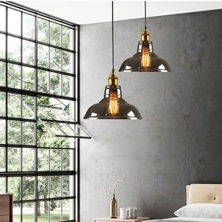 Smoked Glass Pendant Light - Modern LED Aluminium Lamp for Living Rooms
