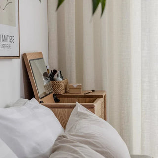 light sheer curtain saint claire grid pattern rod pocket lifestyle view