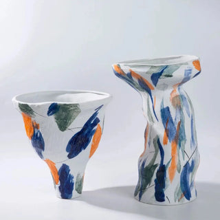 graffiti ceramic vase handmade blue porcelain art vase lorena side view
