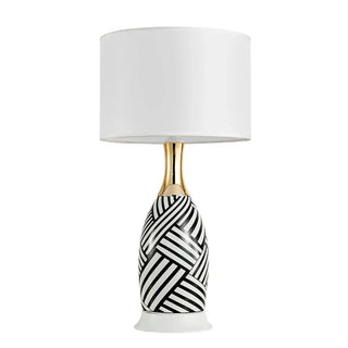 Chic Table Lamp – Zebra Pattern Ceramic & Gold Metal with Soft Fabric Shade