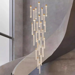 Gold Crystal Chandelier – Rotating Pendant Light for Large Space Lighting