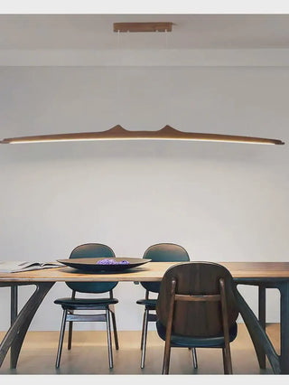 Walnut Pendant Light – Minimalist Dining Room Lighting With Integrated LED Fixture