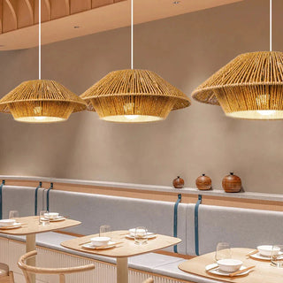 Japanese Pendant Lamp – Handcrafted Braided Metal Shade with Warm Ambient Light