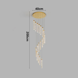 Gold Crystal Chandelier – Rotating Pendant Light for Large Space Lighting