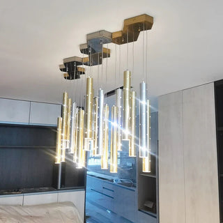 Modern LED Chandelier – Brushed Steel Recessed Ceiling Light for Living Room