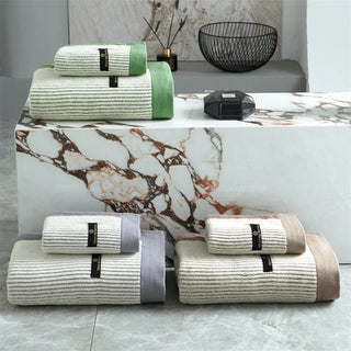 luxury cotton towel set organic cream green face bath towels soft quick drying set view