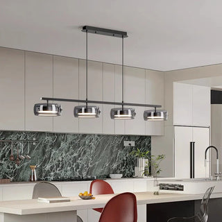Industrial Ceiling Light – Modern Linear Pendant Light With Smoked Glass Shades