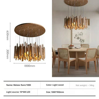 Wooden Pendant Light – Sculptural Ceiling Light with Adjustable Cable | Living Room Lighting