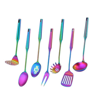 stainless steel cooking set durable rainbow kitchenware tools foresta metallum side view
