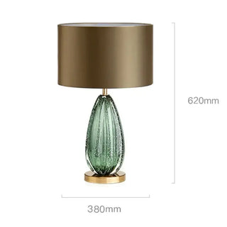 Vintage Bedside Lamp – Striated Glass Table Lamp with Gold Aluminium Base