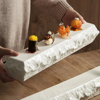 ceramic sushi plate earthworks handcrafted porcelain dining ware elegant rectangular tray set view