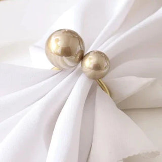 napkin holder rings champagne gold pearl table decor set elegant dining front view