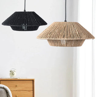 Japanese Pendant Lamp – Handcrafted Braided Metal Shade with Warm Ambient Light