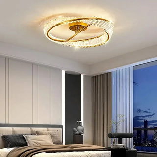 Designer Ceiling Light – Modern Crystal Ring Fixture with Gold Chandelier
