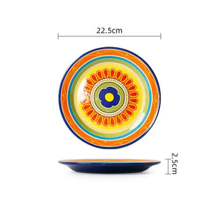 hand-painted ceramic dinnerware earthworks artisan crafted porcelain plates bowls set wide view