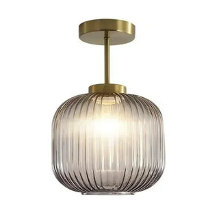 Retro Glass Ceiling Light – Ribbed Glass Lamp with Adjustable Brightness for Living Room