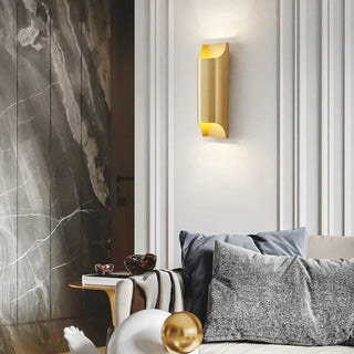 Gold Brass Wall Light – Bi Directional Metal Wall Sconce for Living Room Lighting