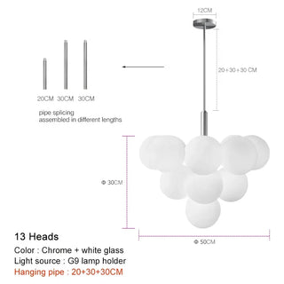 Modern Glass Chandelier – Elegant Living Room Lighting With Chrome Finish & G9 Bulb