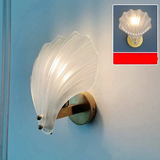 Glass Seashell Wall Sconce – Decorative Lighting With Molded Glass Diffuser & Gold Tone Base