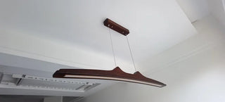 Walnut Pendant Light – Minimalist Dining Room Lighting With Integrated LED Fixture