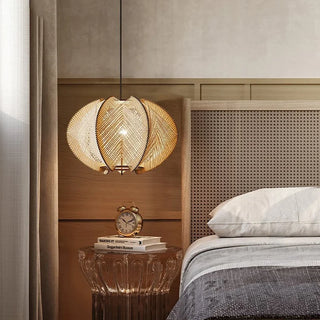 Nordic Wooden Pendant Light – Scandinavian Pendant Lamp with LED Cord Suspension