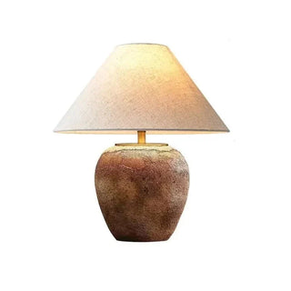 Tuscany rust ceramic handcrafted table lamp with fabric shade