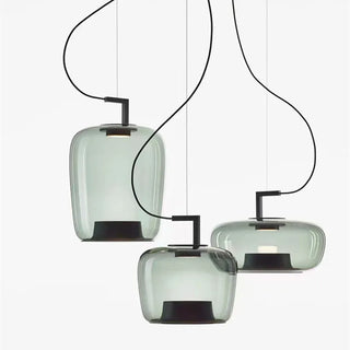 Suspension Art Déco – Suspension LED en verre de pierre | Fini chrome poli