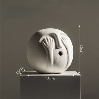 modern minimalist ceramic cartoon figurine decorative ornament lifestyle view