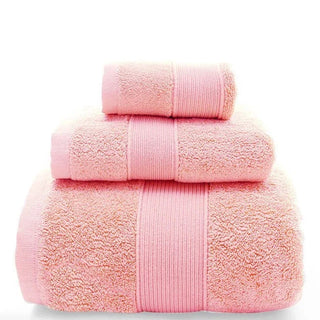 cotton bath towel set high absorbency pink luxury bathroom towels front view