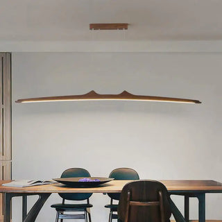 Walnut Pendant Light – Minimalist Dining Room Lighting With Integrated LED Fixture