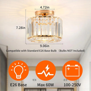 Gold Crystal Ceiling Light – Contemporary Surface Mount Lamp for Dining Room