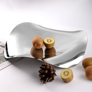 luxury swedish plate tray earthworks handcrafted stainless steel decorative serving tray side view