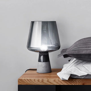 Industrial Bedside Lamp – LED Glass Stone Table Light With Polished Chrome Finish