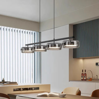 Industrial Ceiling Light – Modern Linear Pendant Light With Smoked Glass Shades