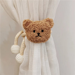 teddy tieback curtain holders cotton tiebacks flower design close-up