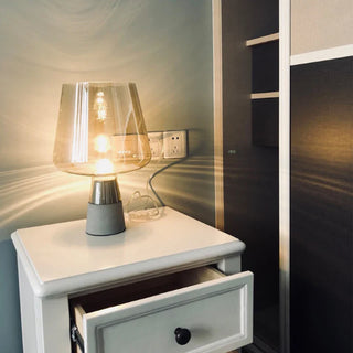 Industrial Bedside Lamp – LED Glass Stone Table Light With Polished Chrome Finish