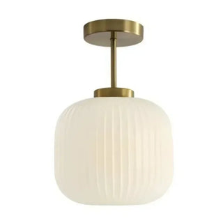 Retro Glass Ceiling Light – Ribbed Glass Lamp with Adjustable Brightness for Living Room