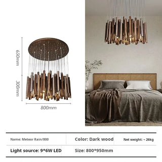 Wooden Pendant Light – Sculptural Ceiling Light with Adjustable Cable | Living Room Lighting