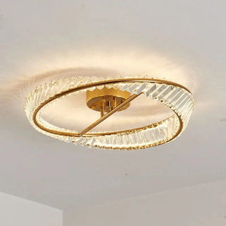 Designer Ceiling Light – Modern Crystal Ring Fixture with Gold Chandelier