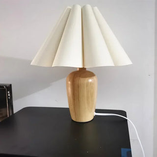 Wooden Table Lamp – Fabric Lampshade, Soft Ambient Light for Living Room
