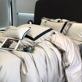egyptian cotton duvet cover luxury bedding set 4 piece queen bedding close-up
