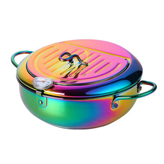 thermometer fryer pot rainbow stainless steel cooking pot 3.2l eco friendly front view