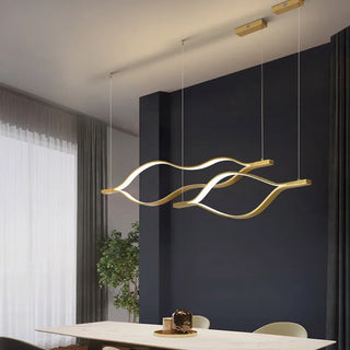 Postmodern Chandelier | Gold Aluminum LED Fixture with Remote Control Lighting