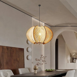 Bamboo Wood Pendant Light – Nordic Pendant Light With Adjustable Cord & Warm Ambient Lighting