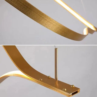Postmodern Chandelier | Gold Aluminum LED Fixture with Remote Control Lighting